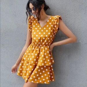 Polka Dot Layered Ruffle A-line Dress
